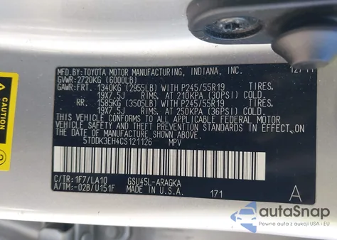 2012 Toyota Highlander Limited V6 from USA, damaged, VIN 5TDDK3EH4CS121126